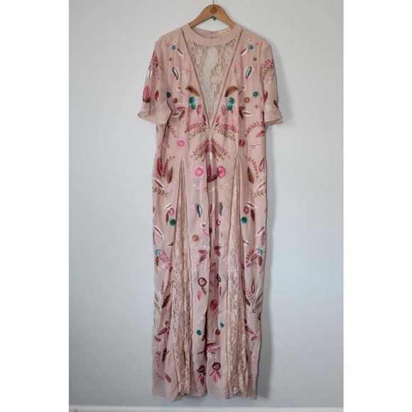 NWT Frock & Frill Allover Embroidered Maxi Dress Beaded Plus Size 24 H14122 - Picture 4 of 12